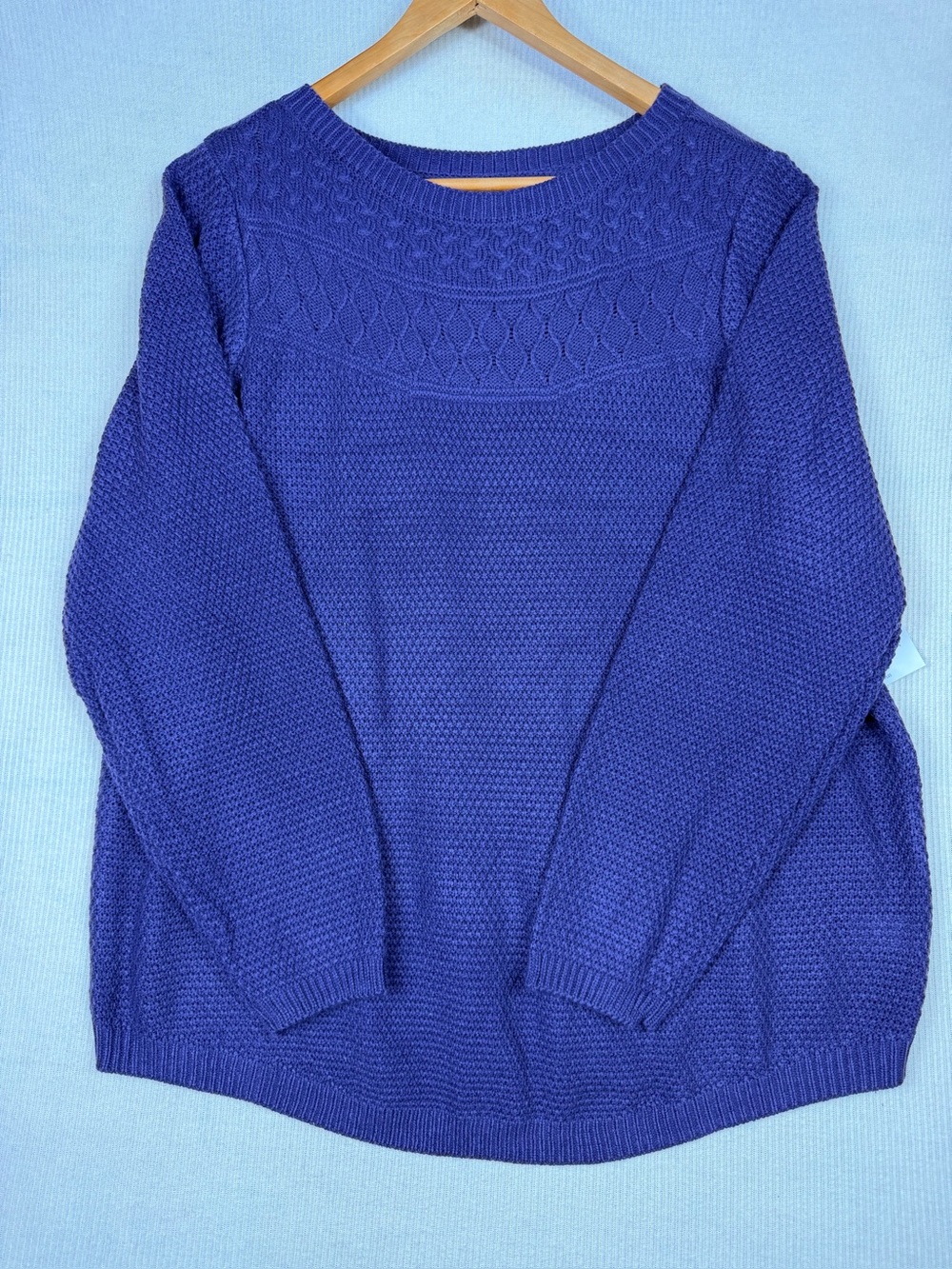 NWT Croft & Barrow Purple Cable Yoke Pullover Sweater 2X Plus Size Textured Knit